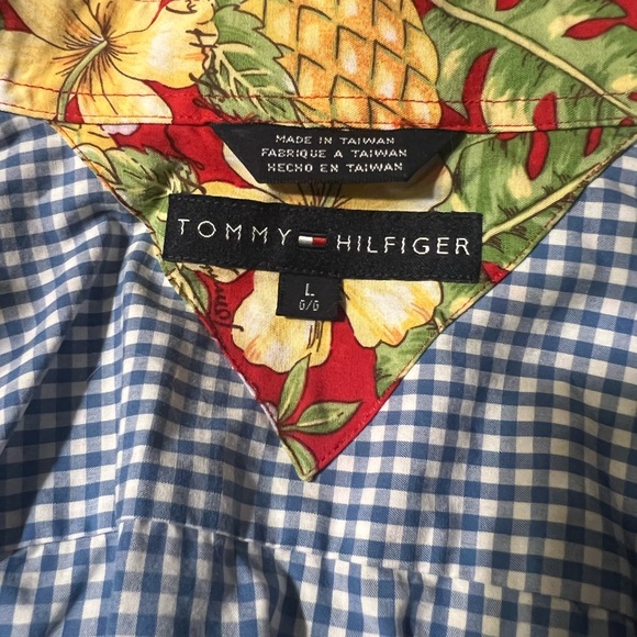 Vintage Tommy Hilfiger mixed Pleated/Hawaiian Long Sleeve Shirt (Rare) L - Picture 8 of 8